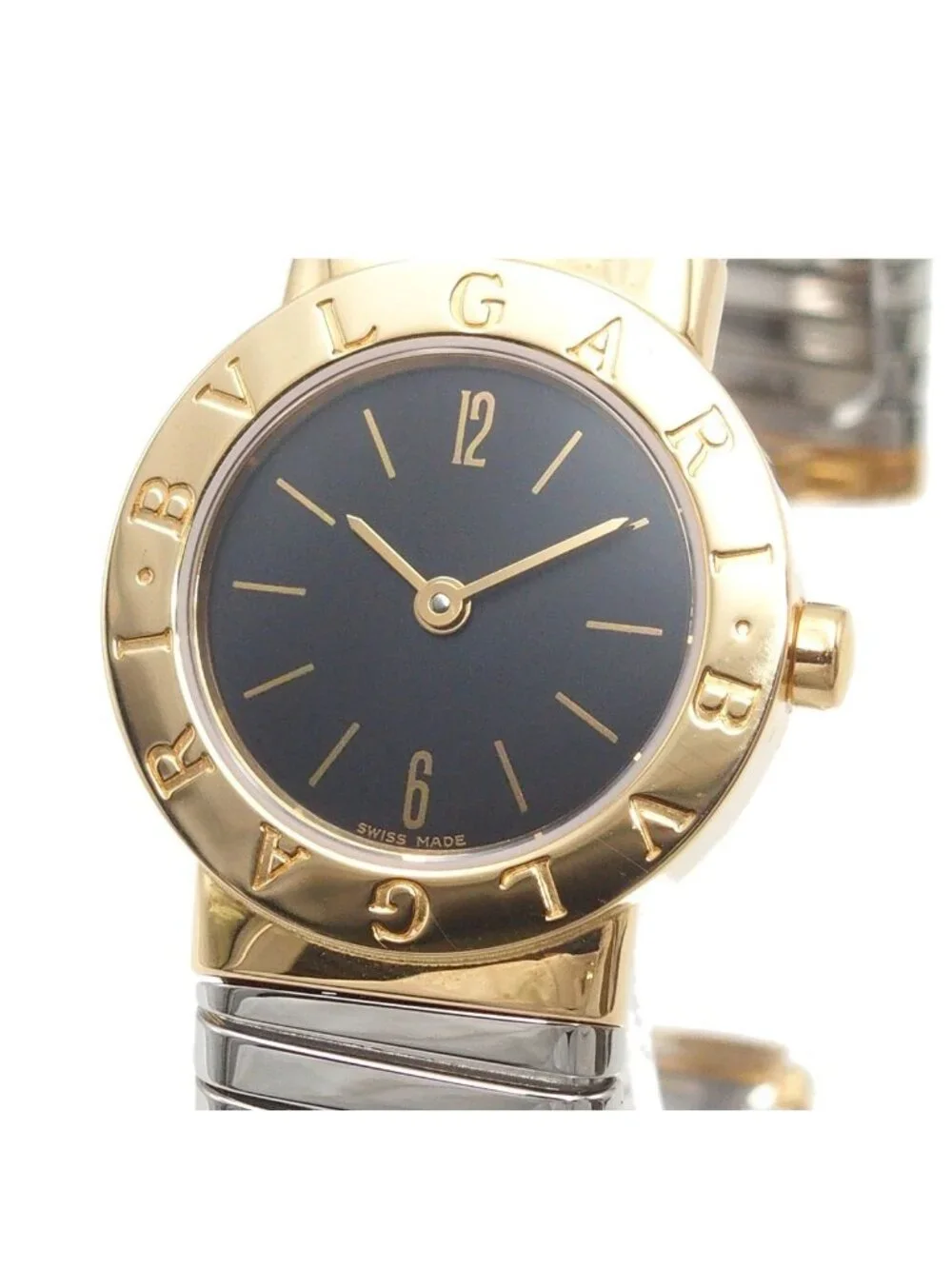 Bvlgari Tubogas Black 18K Yellow Gold SS Watch Quartz